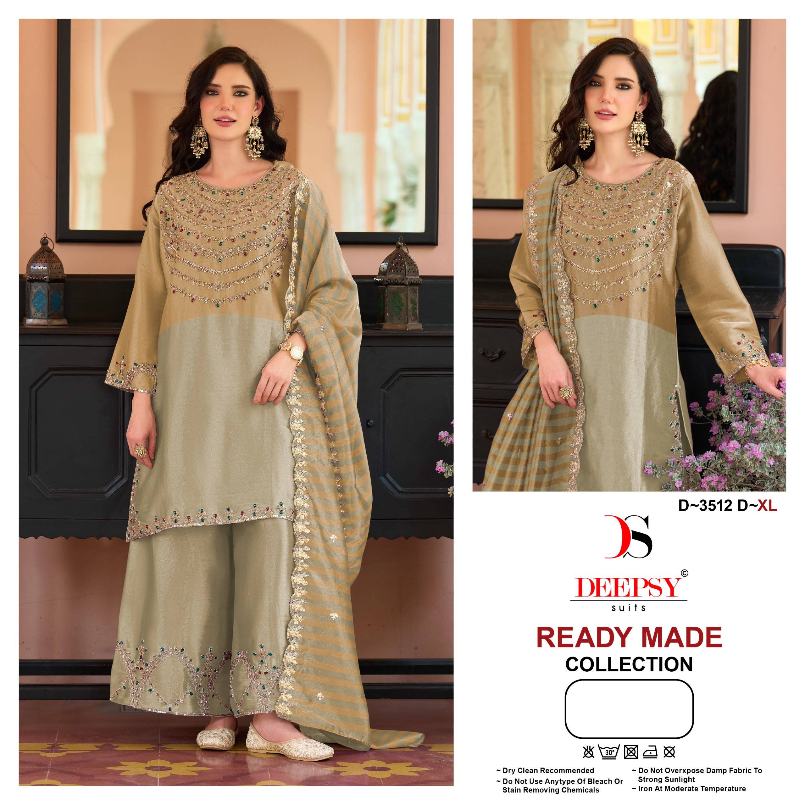 D-3512 by  DEEPSY SUITS 3512 A to 3512 D series Pakistani Suits Colorful casual Wear Visocse Tissue EMBROIDERED Dresses At Wholesale